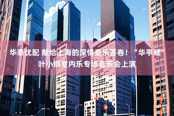 华泰优配 献给上海的深情音乐答卷！“华亭赋”叶小纲室内乐专场音乐会上演